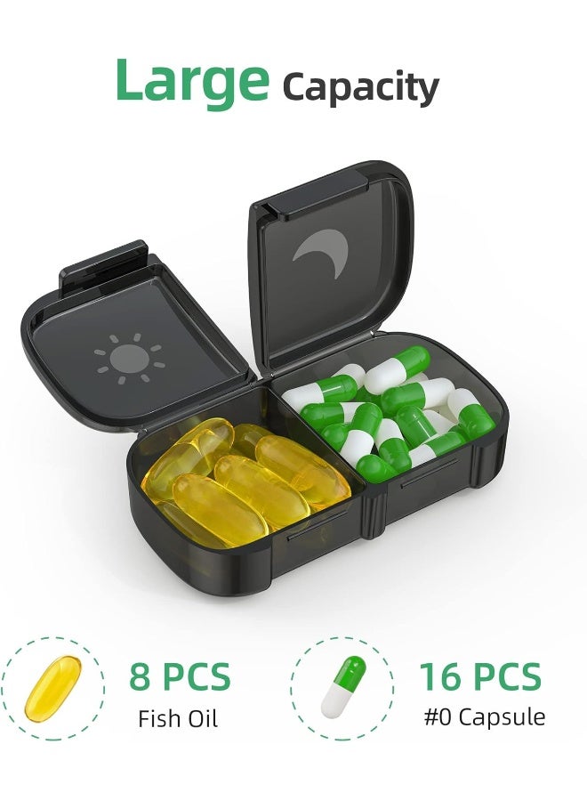 PULIV Extra Large Weekly Pill Organizer 2 Times A Day, One-Side Open Pill Box 7 Day For Easy Filling, Black Privacy Protection Am Pm Pill Case For Vitamins, Medication, Supplements, Fish Oils - Image 3